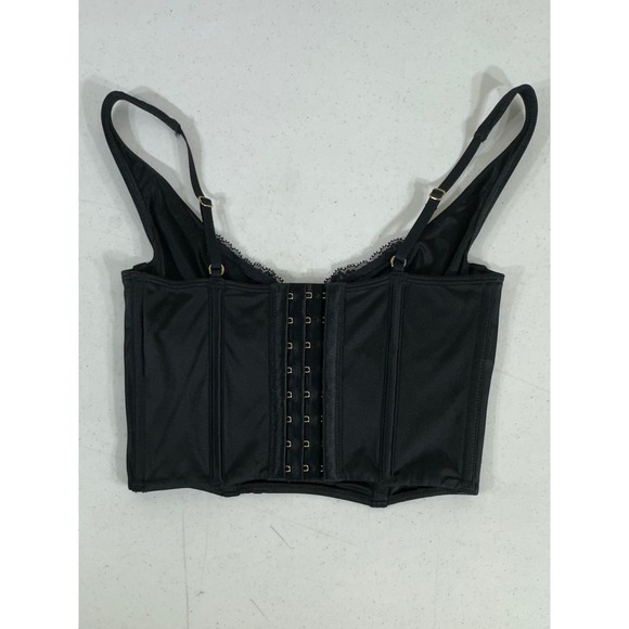Abercrombie & Fitch Black Lace Satin Balconette Corset Bustier Top Size XS New - Picture 3 of 10